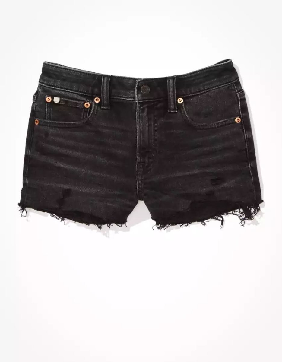 Shorts American Eagle AE77 High-Waisted Denim Noir Femme | TDV-05834824